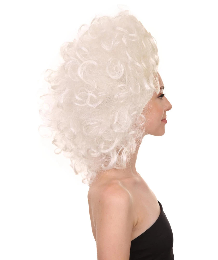 Adult Women's 17" Inch Medium Length Halloween Colonial Baroque Renaissance Puffy Drag Queen Costume Wig, Synthetic Fiber Hair, | HPO 5 Adult Women's 17" Inch Medium Length Halloween Colonial Baroque Renaissance Puffy Drag Queen Costume Wig, Synthetic Fiber Hair, | HPO