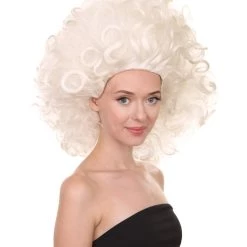 Adult Women's 17" Inch Medium Length Halloween Colonial Baroque Renaissance Puffy Drag Queen Costume Wig, Synthetic Fiber Hair, | HPO 14 Adult Women's 17