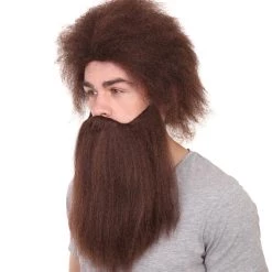 HPO Caveman Mens Wig And Beard Set Collection | Stone Age Cosplay Halloween Wig | Premium Breathable Capless Cap
