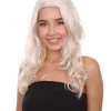Adult Women's 22" Inch Long Length Wavy Halloween Make Up Artist Influencer Wig, Synthetic Soft Fiber Blonde Costume Hair | HPO
