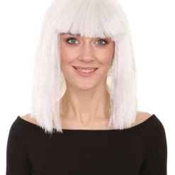 HPO Men's White Witch Adult Womens Wig | Horror Character Cosplay Halloween Wig | Premium Breathable Capless Cap