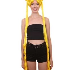 HPO Womens Anime Ponytail Bun | Braided Sexy Cosplay Party Halloween Wig | Premium Breathable Capless Cap