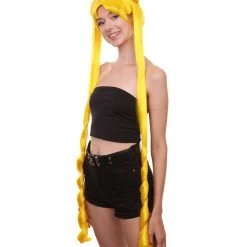 HPO Womens Anime Ponytail Bun | Braided Sexy Cosplay Party Halloween Wig | Premium Breathable Capless Cap