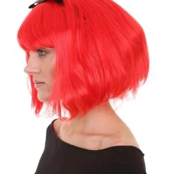 HPO Princess Snow Red Womens Wig | Bob Straight Character Cosplay Halloween Wig | Premium Breathable Capless Cap