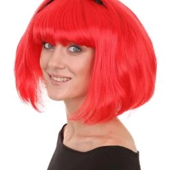 HPO Princess Snow Red Womens Wig | Bob Straight Character Cosplay Halloween Wig | Premium Breathable Capless Cap