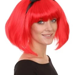 HPO Princess Snow Red Womens Wig | Bob Straight Character Cosplay Halloween Wig | Premium Breathable Capless Cap