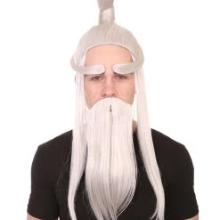 HPO Martial Arts Master Mens Wig Beard Eyebrow Set | Asian Wig | Premium Breathable Capless Cap