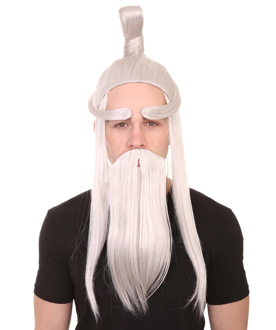 HPO Martial Arts Master Mens Wig Beard Eyebrow Set | Asian Wig | Premium Breathable Capless Cap 2 HPO Martial Arts Master Mens Wig Beard Eyebrow Set | Asian Wig | Premium Breathable Capless Cap