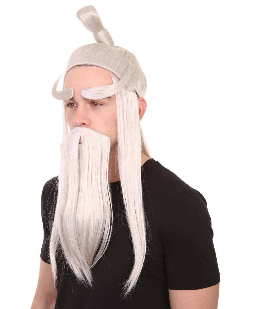 HPO Martial Arts Master Mens Wig Beard Eyebrow Set | Asian Wig | Premium Breathable Capless Cap 3 HPO Martial Arts Master Mens Wig Beard Eyebrow Set | Asian Wig | Premium Breathable Capless Cap