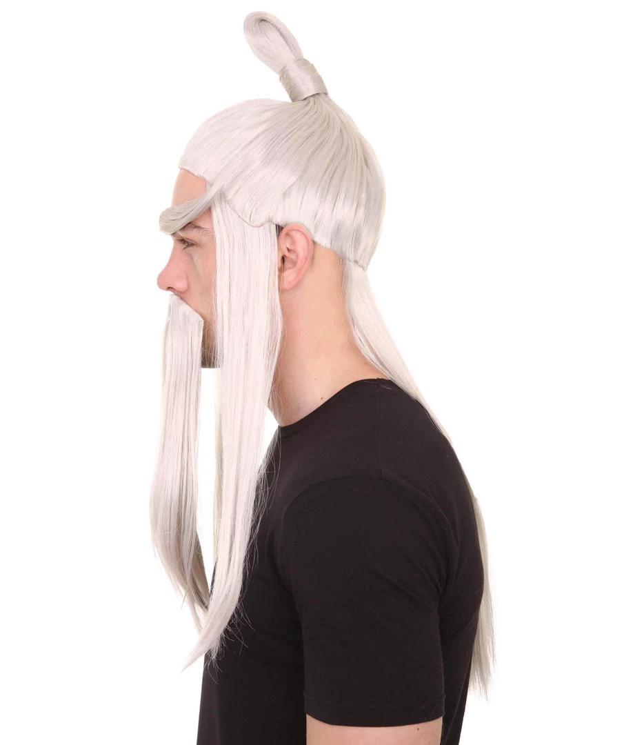 HPO Martial Arts Master Mens Wig Beard Eyebrow Set | Asian Wig | Premium Breathable Capless Cap 4 HPO Martial Arts Master Mens Wig Beard Eyebrow Set | Asian Wig | Premium Breathable Capless Cap