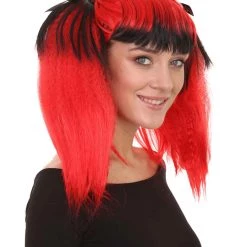 HPO Men's Red Lethal Beauty Womens Wig | Character Cosplay Halloween Wig | Premium Breathable Capless Cap