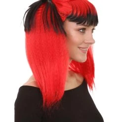 HPO Men's Red Lethal Beauty Womens Wig | Character Cosplay Halloween Wig | Premium Breathable Capless Cap