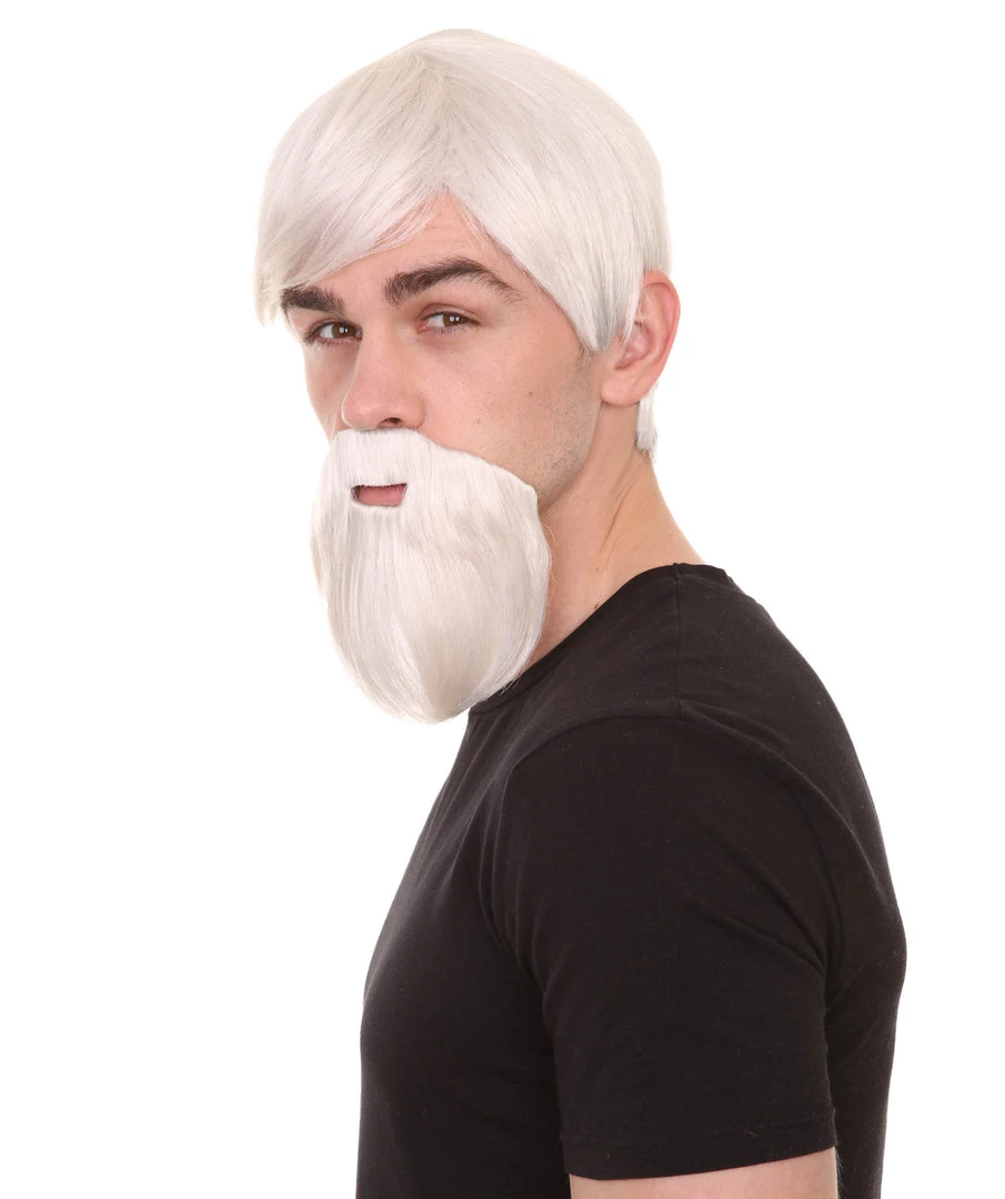 HPO Fastfood Mens Wig And Moustache | Cosplay Halloween Wig | Premium Breathable Capless Cap Men's 2 HPO Fastfood Mens Wig And Moustache | Cosplay Halloween Wig | Premium Breathable Capless Cap Men's