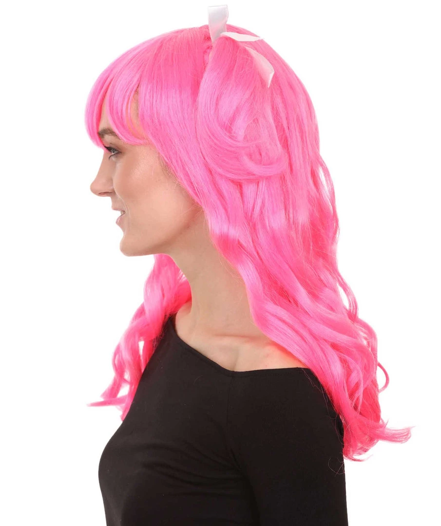 HPO Men's Long Pink Womens Pigtails | Long Pink Character Cosplay Halloween Wig | Premium Breathable Capless Cap 3 HPO Men's Long Pink Womens Pigtails | Long Pink Character Cosplay Halloween Wig | Premium Breathable Capless Cap