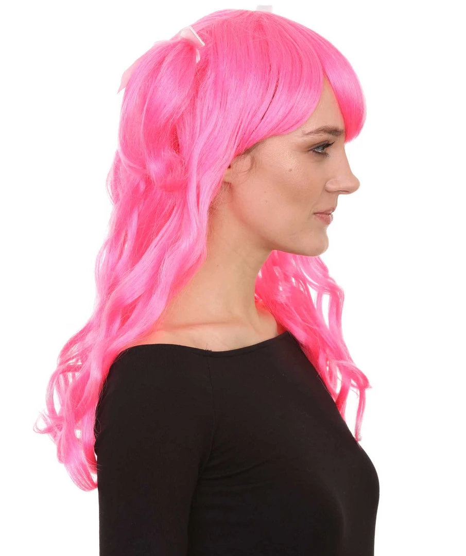 HPO Men's Long Pink Womens Pigtails | Long Pink Character Cosplay Halloween Wig | Premium Breathable Capless Cap 5 HPO Men's Long Pink Womens Pigtails | Long Pink Character Cosplay Halloween Wig | Premium Breathable Capless Cap