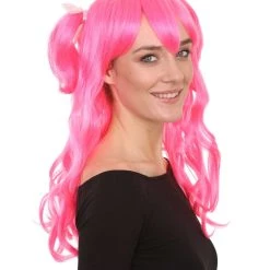 HPO Men's Long Pink Womens Pigtails | Long Pink Character Cosplay Halloween Wig | Premium Breathable Capless Cap 14 HPO Men's Long Pink Womens Pigtails | Long Pink Character Cosplay Halloween Wig | Premium Breathable Capless Cap