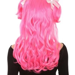 HPO Men's Long Pink Womens Pigtails | Long Pink Character Cosplay Halloween Wig | Premium Breathable Capless Cap 12 HPO Men's Long Pink Womens Pigtails | Long Pink Character Cosplay Halloween Wig | Premium Breathable Capless Cap