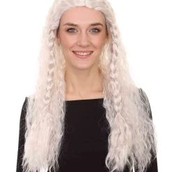 HPO Viking Princess Womens Wig | White Royal Character Cosplay Halloween Wig | Premium Breathable Capless Cap