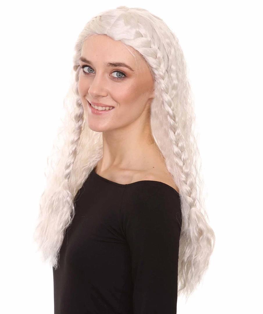HPO Viking Princess Womens Wig | White Royal Character Cosplay Halloween Wig | Premium Breathable Capless Cap 2 HPO Viking Princess Womens Wig | White Royal Character Cosplay Halloween Wig | Premium Breathable Capless Cap
