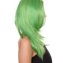 HPO Clown Girl Green Long Wig | Character Cosplay Halloween Wig | Premium Breathable Capless Cap Women's