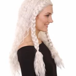 HPO Viking Princess Womens Wig | White Royal Character Cosplay Halloween Wig | Premium Breathable Capless Cap 13 HPO Viking Princess Womens Wig | White Royal Character Cosplay Halloween Wig | Premium Breathable Capless Cap