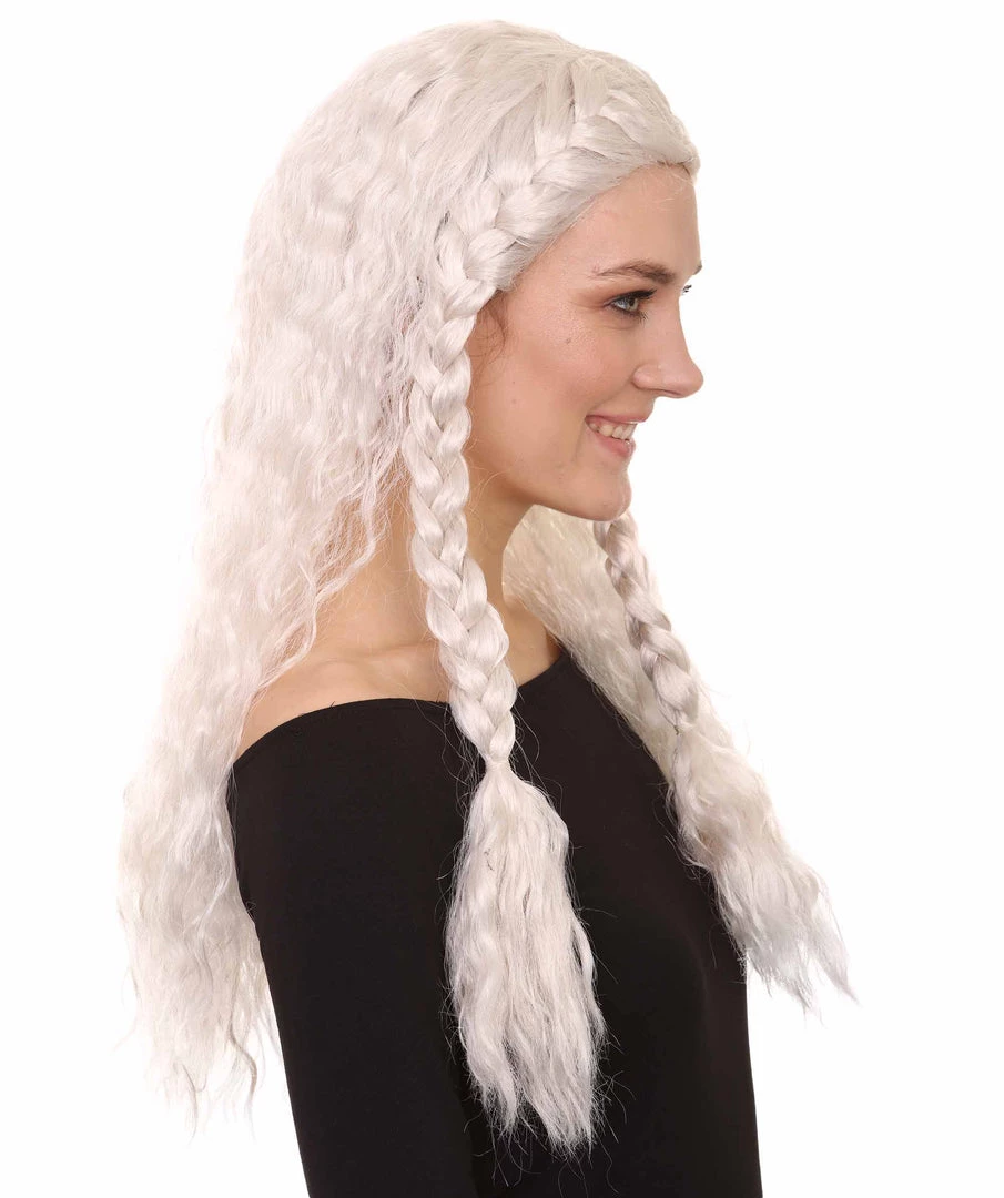 HPO Viking Princess Womens Wig | White Royal Character Cosplay Halloween Wig | Premium Breathable Capless Cap 5 HPO Viking Princess Womens Wig | White Royal Character Cosplay Halloween Wig | Premium Breathable Capless Cap
