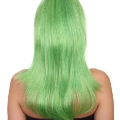 HPO Clown Girl Green Long Wig | Character Cosplay Halloween Wig | Premium Breathable Capless Cap Women's