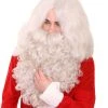HPO Mens Santa Claus Wig And Beard Set | White Christmas Wig | Premium Breathable Capless Cap