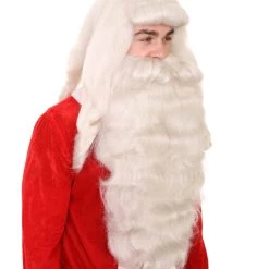 HPO Mens Santa Claus Long Wig And Beard Set | White Merry Christmas Santa Wig | Premium Breathable Capless Cap Men's