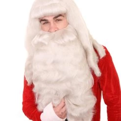 HPO Mens Santa Claus Long Wig And Beard Set | White Merry Christmas Santa Wig | Premium Breathable Capless Cap Men's