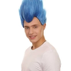 HPO Hades God Of Death | Blue Fake Flame Spikes | Premium Halloween Wig Men's