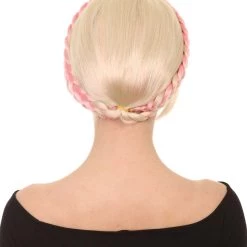 HPO Renaissance Womens Braids | Short Blonde With Pink Braid Wig | Premium Breathable Capless Cap Men's