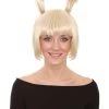 HPO Rabbit Blonde Womens Bob Wig | Animal Rabit Character Cosplay Halloween Wig | Premium Breathable Capless Cap Men's