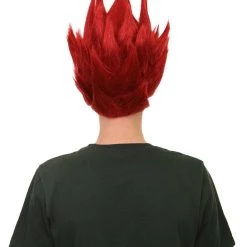 Adult Men's Medium Length Halloween Cosplay Spiked Red Riot Costume Wig, Synthetic Soft Fiber Hair, Perfect For Your Next Anime Festival Or Convention | HPO