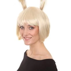 HPO Rabbit Blonde Womens Bob Wig | Animal Rabit Character Cosplay Halloween Wig | Premium Breathable Capless Cap Men's