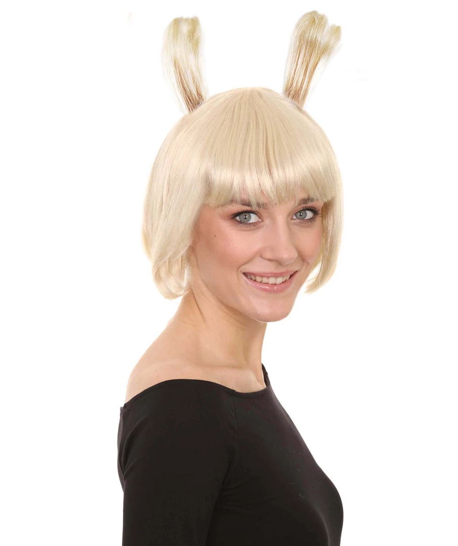 HPO Rabbit Blonde Womens Bob Wig | Animal Rabit Character Cosplay Halloween Wig | Premium Breathable Capless Cap Men's 6 HPO Rabbit Blonde Womens Bob Wig | Animal Rabit Character Cosplay Halloween Wig | Premium Breathable Capless Cap Men's