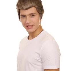 Adult Men's 9" Inch Short Length Straight Halloween Cosplay Hero Of America Costume Grey Wig, Synthetic Soft Fiber Hair | HPO