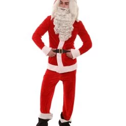 HPO Adult Men's Classic Santa Claus Suit Costume | Red Christmas Costume