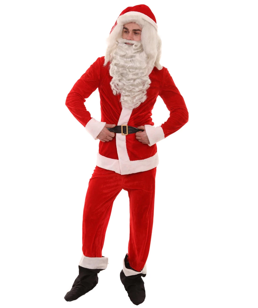HPO Adult Men's Classic Santa Claus Suit Costume | Red Christmas Costume 2 HPO Adult Men's Classic Santa Claus Suit Costume | Red Christmas Costume