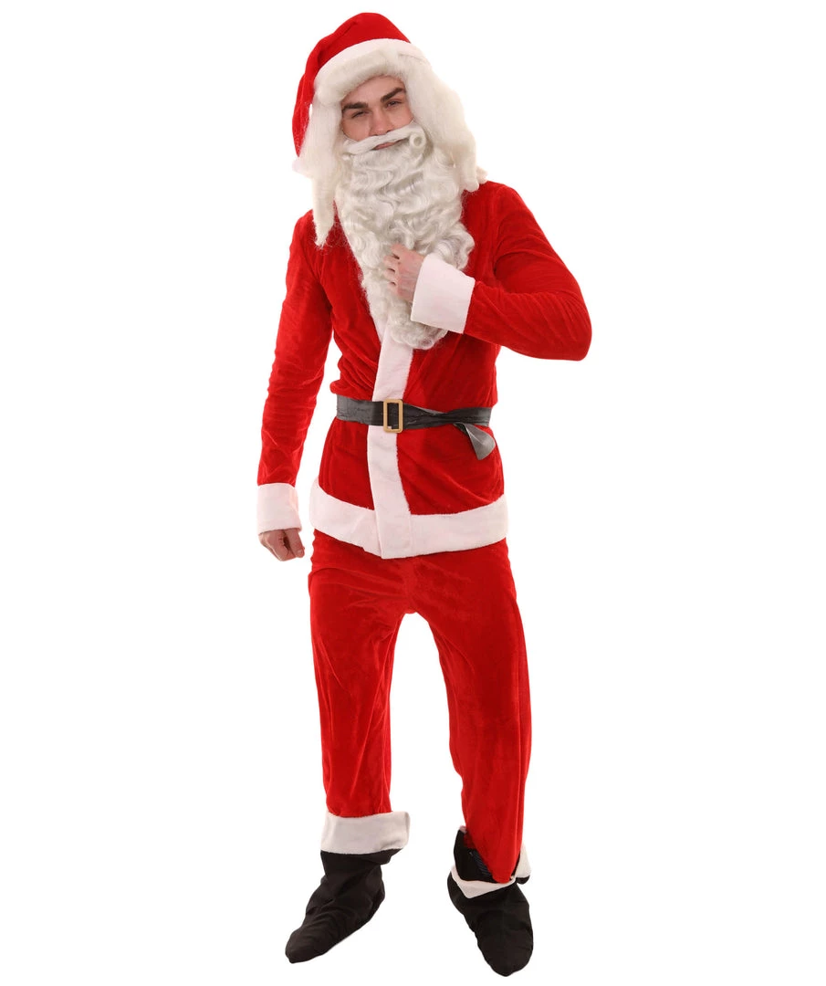 HPO Adult Men's Classic Santa Claus Suit Costume | Red Christmas Costume 1 HPO Adult Men's Classic Santa Claus Suit Costume | Red Christmas Costume