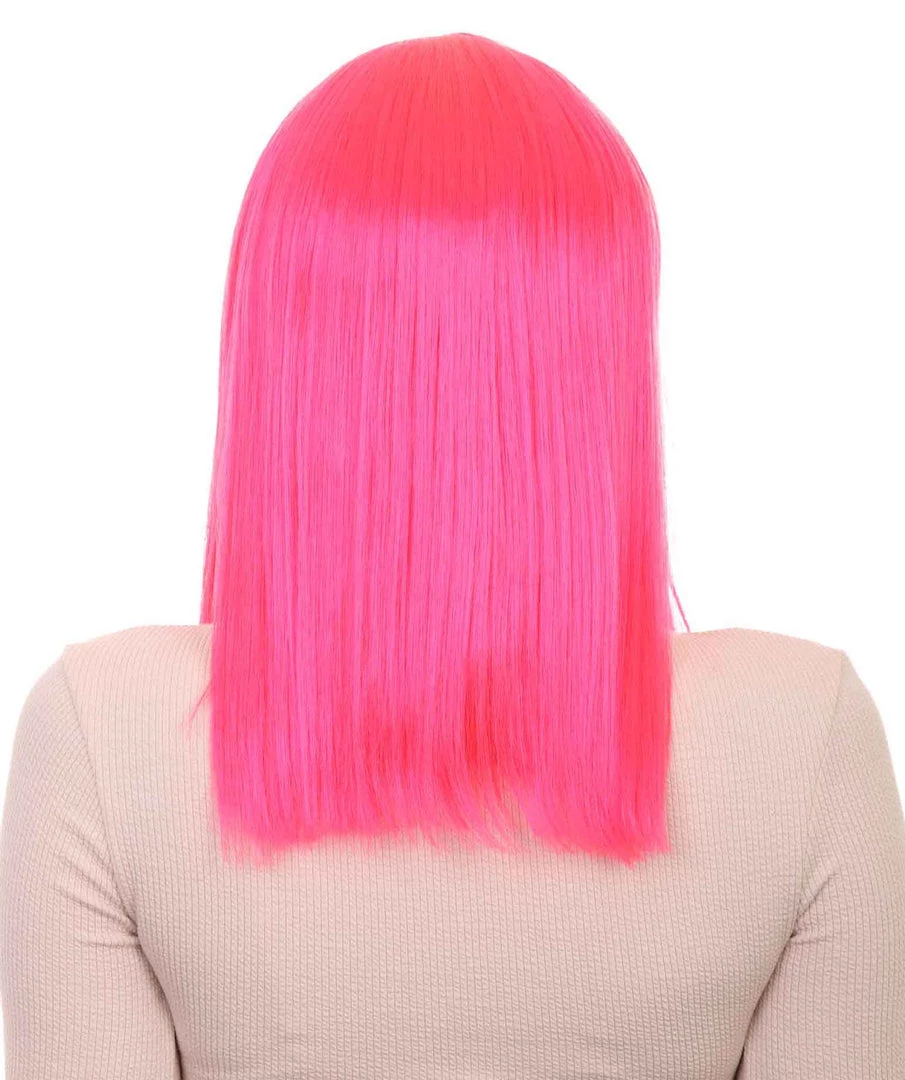 HPO Men's Womens Long Bob Wig | Neon Pink Cosplay Halloween Wig | Premium Breathable Capless Cap 5 HPO Men's Womens Long Bob Wig | Neon Pink Cosplay Halloween Wig | Premium Breathable Capless Cap
