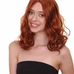 HPO Wavy Auburn Womens Wig | Sexy Cosplay Party Halloween Wig | Premium Breathable Capless Cap
