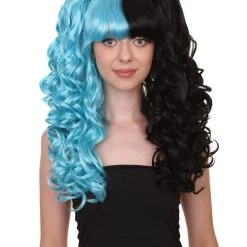 HPO Men's Dolly Womens Wig | Blue And Black Wig | Premium Breathable Capless Cap