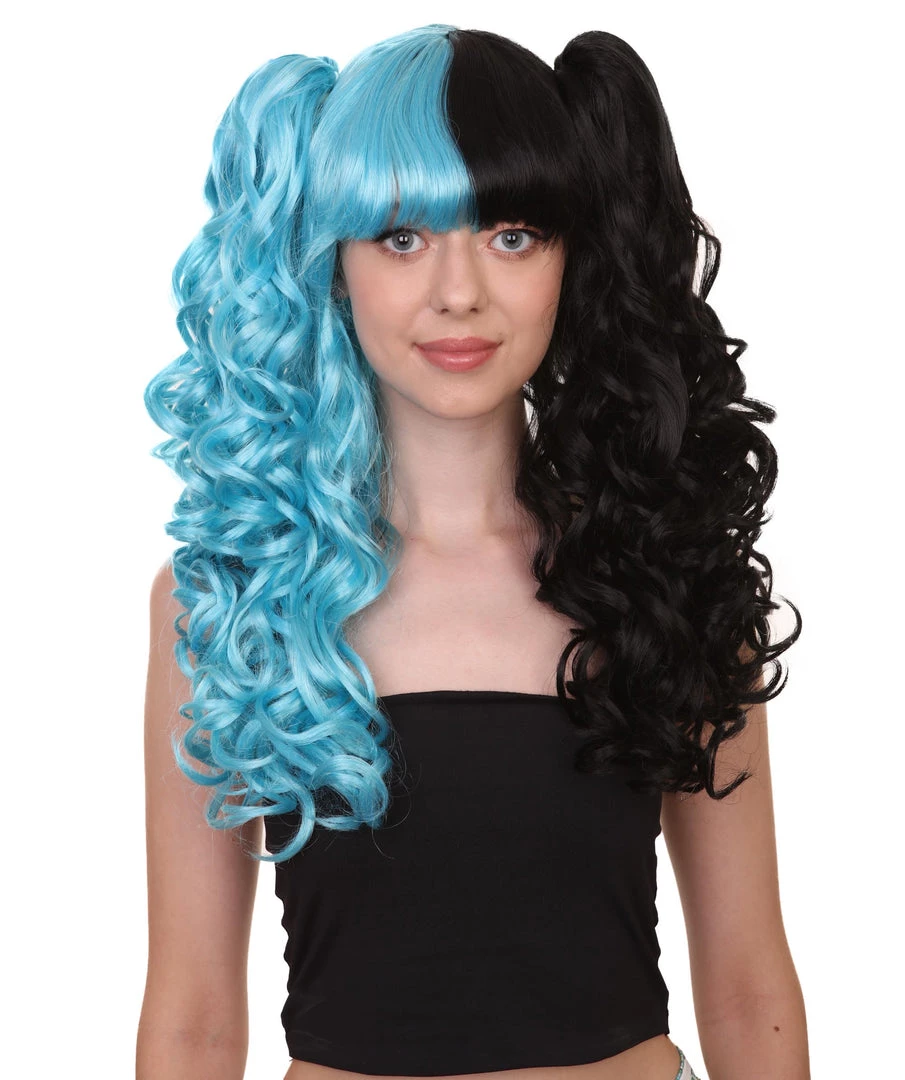 HPO Men's Dolly Womens Wig | Blue And Black Wig | Premium Breathable Capless Cap 2 HPO Men's Dolly Womens Wig | Blue And Black Wig | Premium Breathable Capless Cap