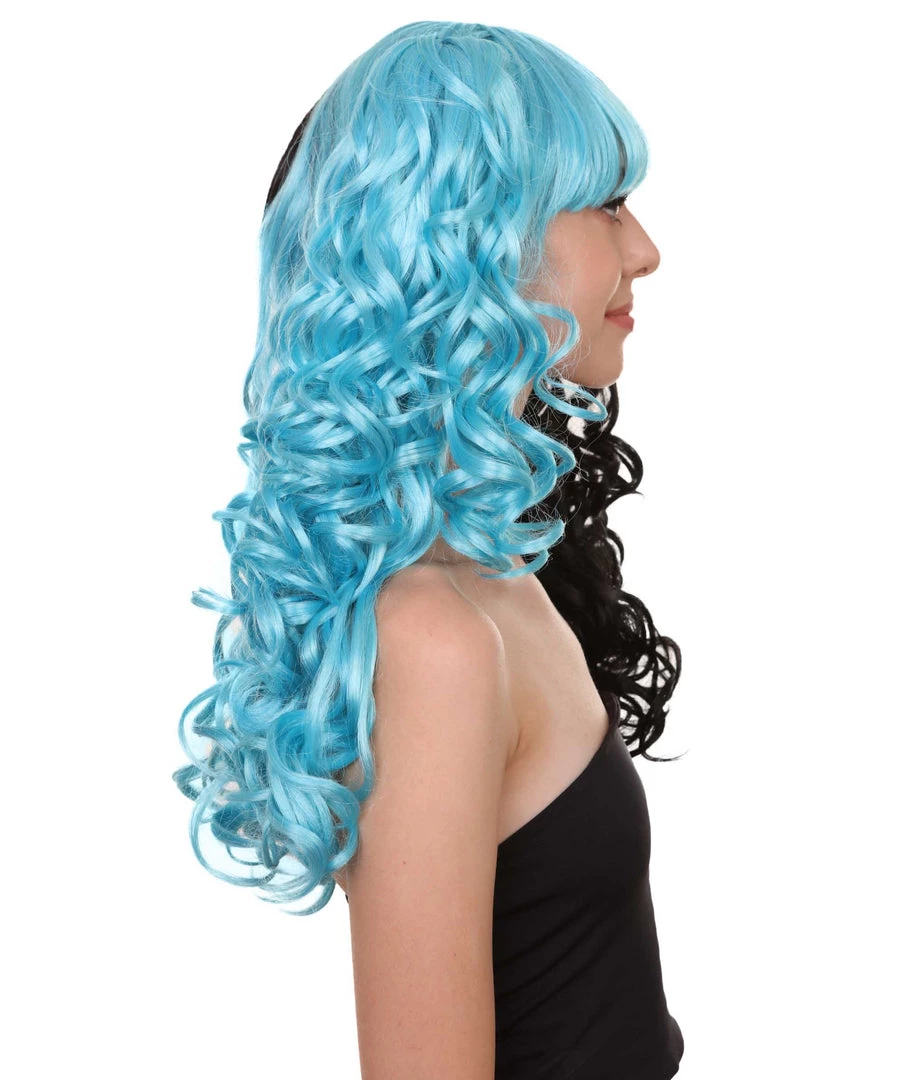 HPO Men's Dolly Womens Wig | Blue And Black Wig | Premium Breathable Capless Cap 6 HPO Men's Dolly Womens Wig | Blue And Black Wig | Premium Breathable Capless Cap