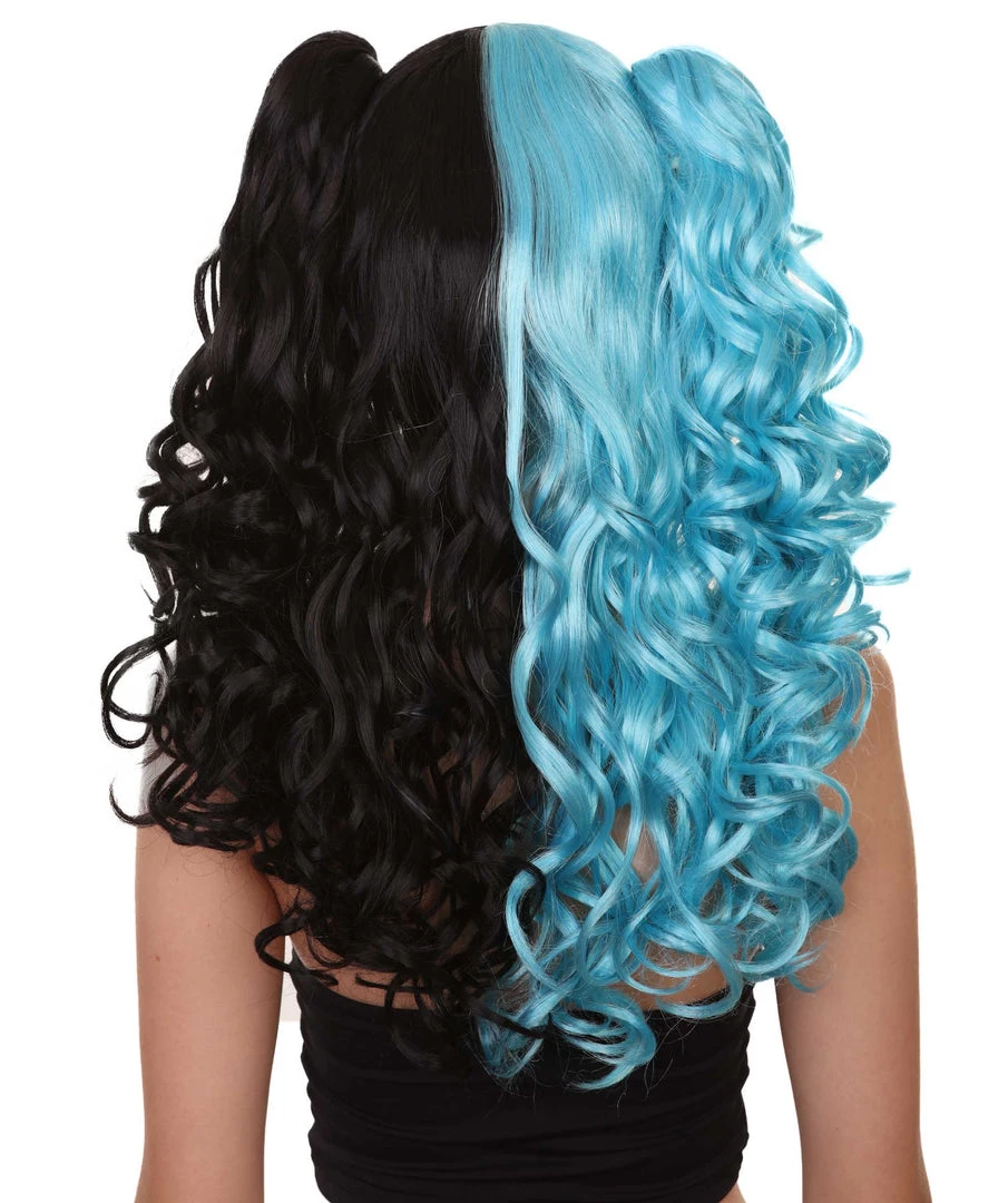 HPO Men's Dolly Womens Wig | Blue And Black Wig | Premium Breathable Capless Cap 5 HPO Men's Dolly Womens Wig | Blue And Black Wig | Premium Breathable Capless Cap