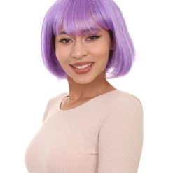 HPO Womens Purple Witch Bob Wig | Party Ready Fancy Cosplay Halloween Wig | Premium Breathable Capless Cap Men's