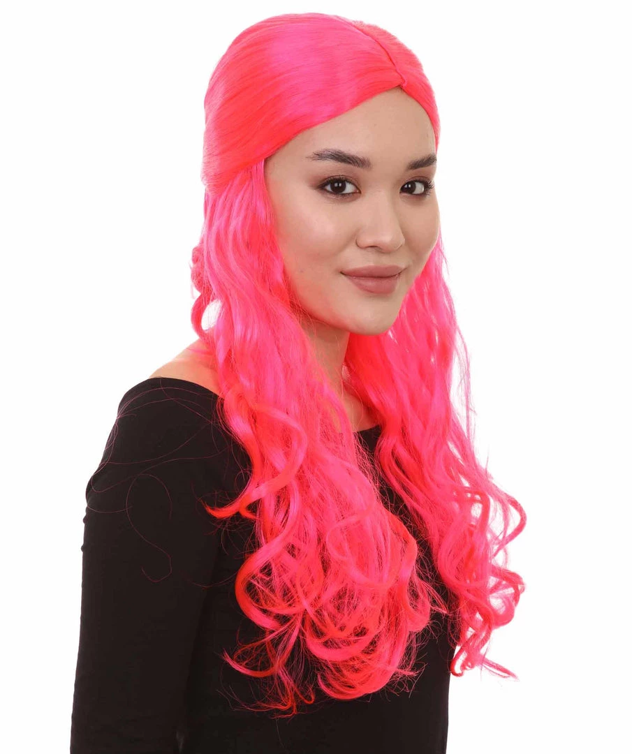 HPO Women Long Curly Deep Pink Wig | Premium Breathable Capless Cap 6 HPO Women Long Curly Deep Pink Wig | Premium Breathable Capless Cap