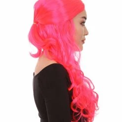 HPO Women Long Curly Deep Pink Wig | Premium Breathable Capless Cap 13 HPO Women Long Curly Deep Pink Wig | Premium Breathable Capless Cap