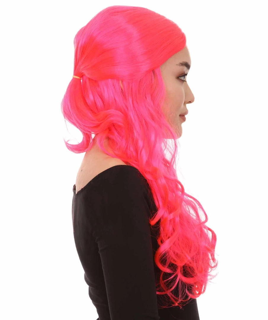 HPO Women Long Curly Deep Pink Wig | Premium Breathable Capless Cap 5 HPO Women Long Curly Deep Pink Wig | Premium Breathable Capless Cap